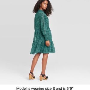 Knox Rose Printed Bishop Long Sleeve tiered dress